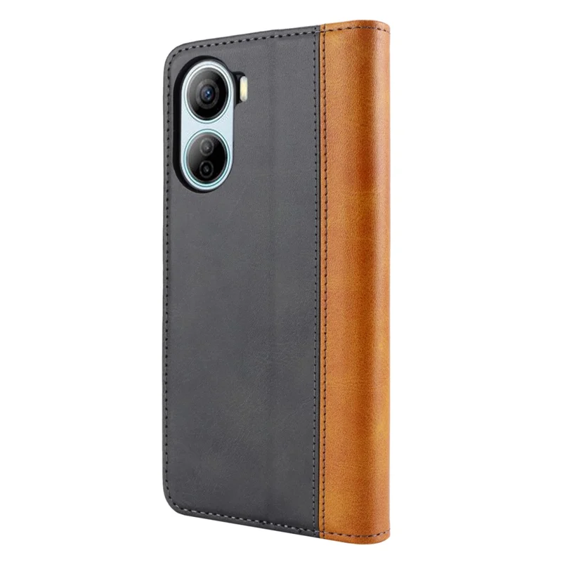 For ZTE Libero 5G IV Case PU Leather Color Splicing Wallet Phone Cover - Black+Yellow