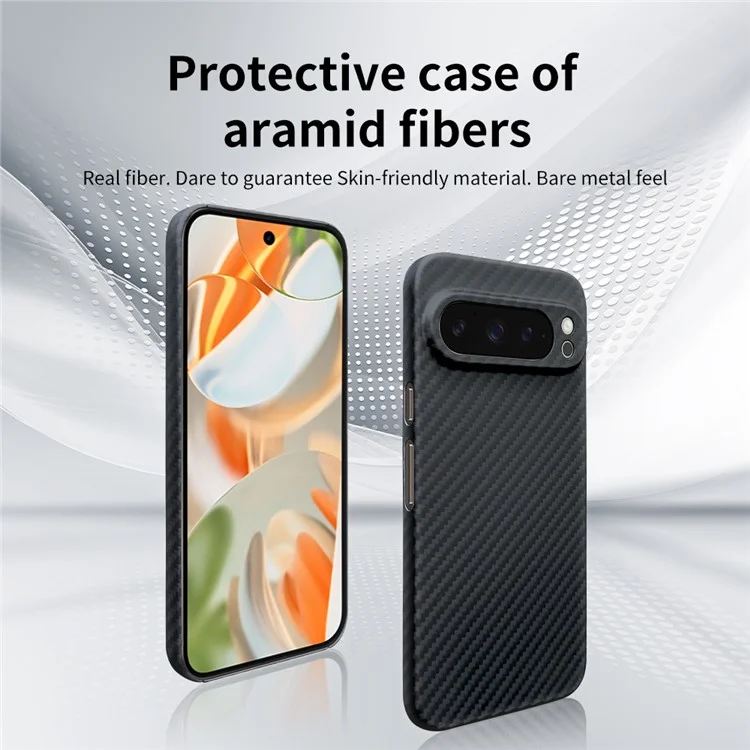 Pour Google Pixel 9 Pro Case Anti-Scratch Aramid Fiber Cell Phone Cover (Precise Lens Cutout) - Noir