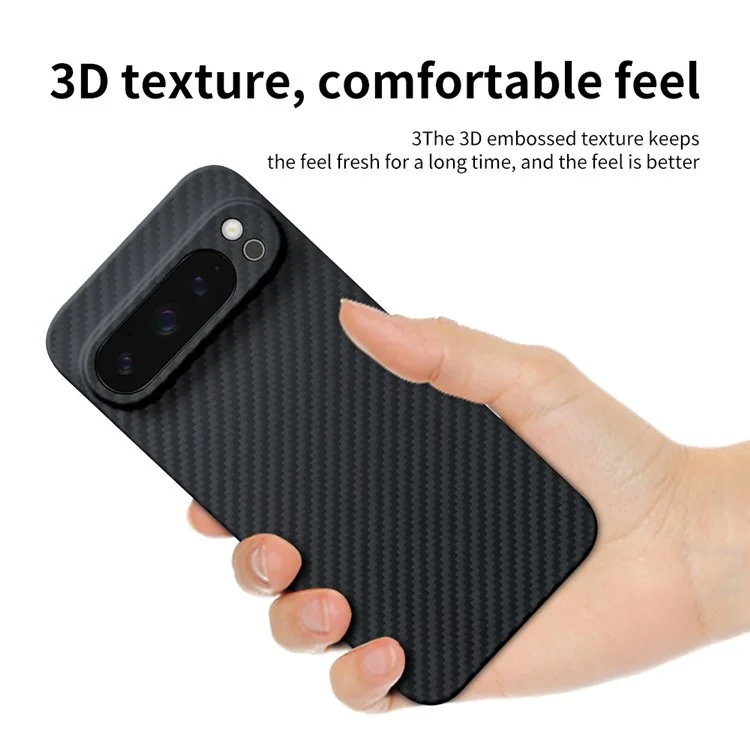 Pour Google Pixel 9 Pro Case Anti-Scratch Aramid Fiber Cell Phone Cover (Precise Lens Cutout) - Noir
