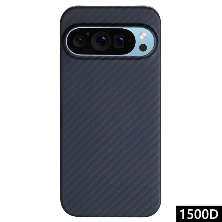 Грубая текстурная оболочка 1500D для Google Pixel 9 Pro / 9 Aramid Fiber Back Cover с большим вырезом для объектива - Черный