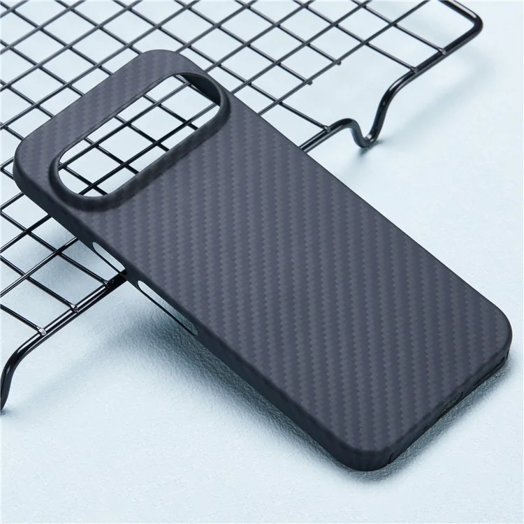Грубая текстурная оболочка 1500D для Google Pixel 9 Pro / 9 Aramid Fiber Back Cover с большим вырезом для объектива - Черный