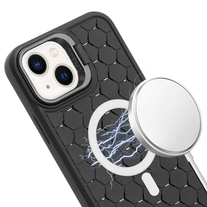 For iPhone 15 Plus Case Heat Dissipation TPU Magnetic Attraction Phone Cover - Black