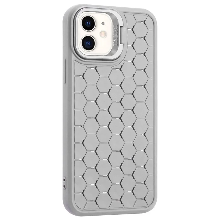 Para Iphone 12 / 12 Câmera Pro Case Kickstand TPU Cooling Tampa de Telefone Magnético - Cinza