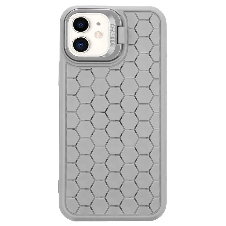 Para Iphone 12 / 12 Câmera Pro Case Kickstand TPU Cooling Tampa de Telefone Magnético - Cinza