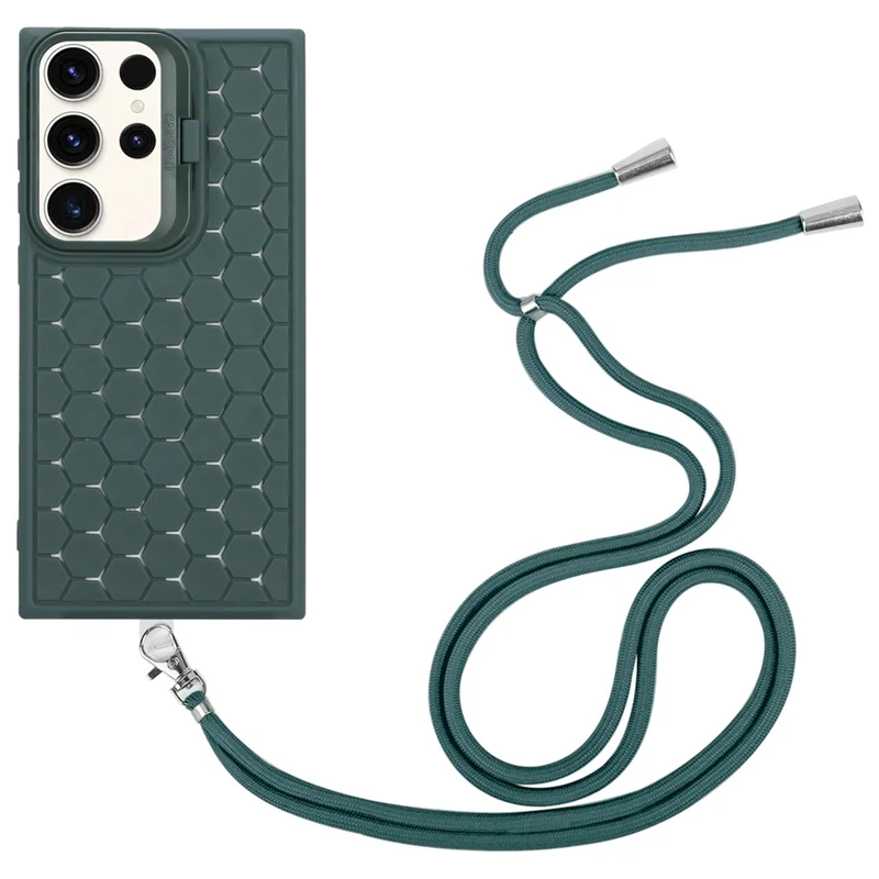 Per Samsung Galaxy S24 Ultra Custodia magnetica con supporto Respirabile TPU Custodia per telefono con cordino - Verde militare
