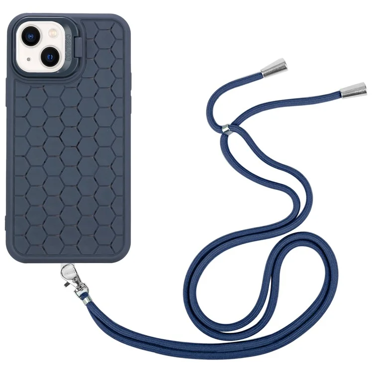 For iPhone 15 Heat Dissipation Case TPU Crossbody Phone Cover Compatible with MagSafe - Dark Blue