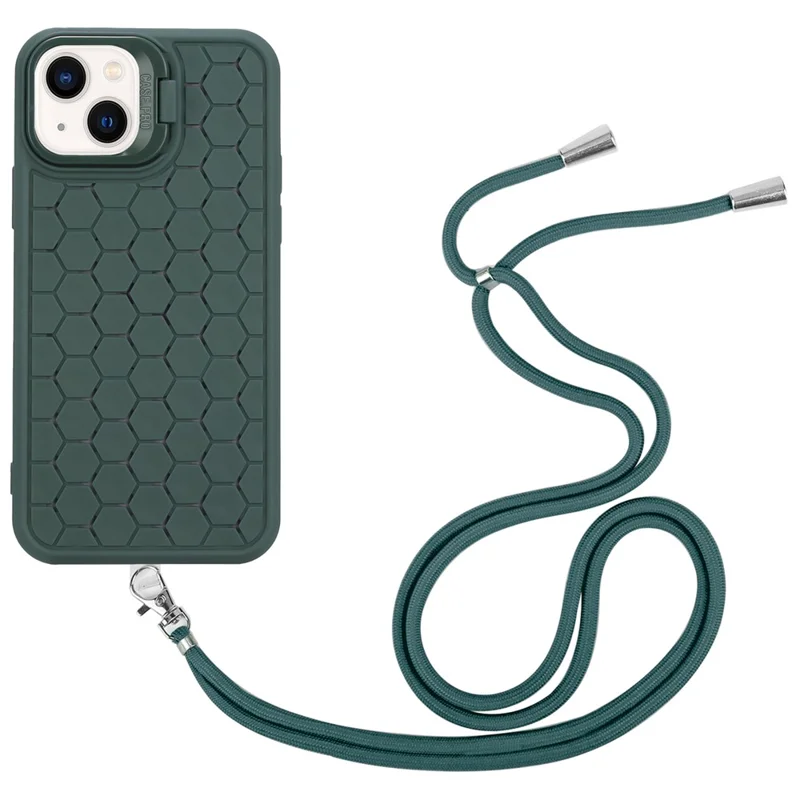 For iPhone 15 Heat Dissipation Case TPU Crossbody Phone Cover Compatible with MagSafe - Army Green