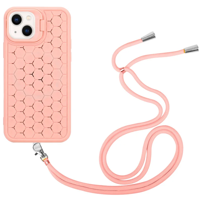 For iPhone 15 Heat Dissipation Case TPU Crossbody Phone Cover Compatible with MagSafe - Pink