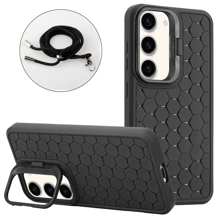 Чехол для Samsung Galaxy S23+ из TPU с магнитной функцией и подставкой / регулируемым шнурком - черный