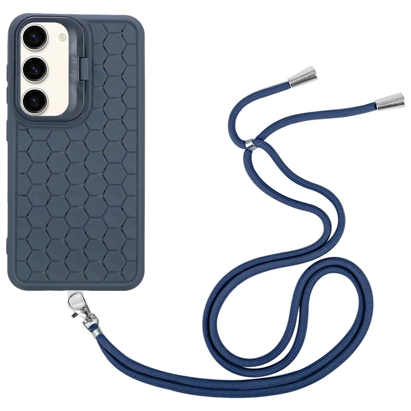 For Samsung Galaxy S23+ TPU Case Breathable Magnetic Phone Cover with Kickstand / Adjustable Lanyard - Dark Blue