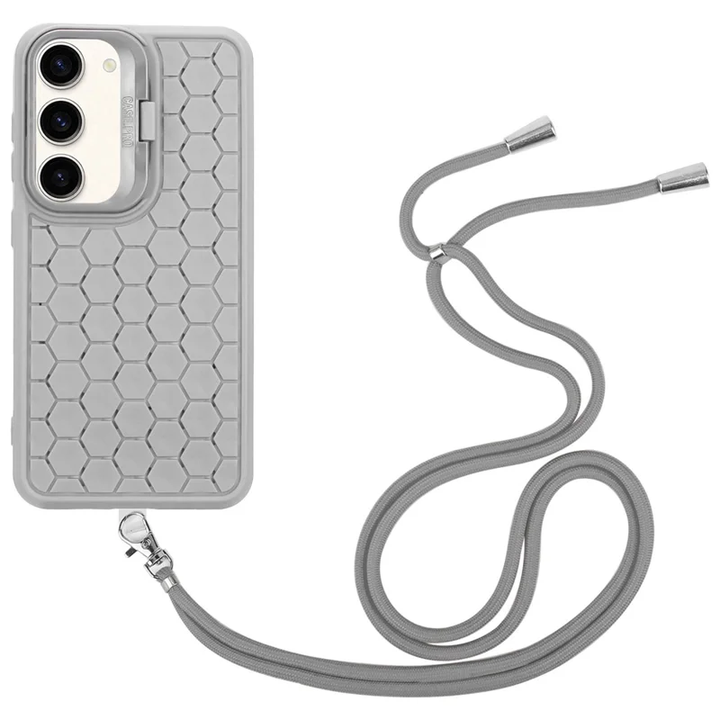 For Samsung Galaxy S23+ TPU Case Breathable Magnetic Phone Cover with Kickstand / Adjustable Lanyard - Grey