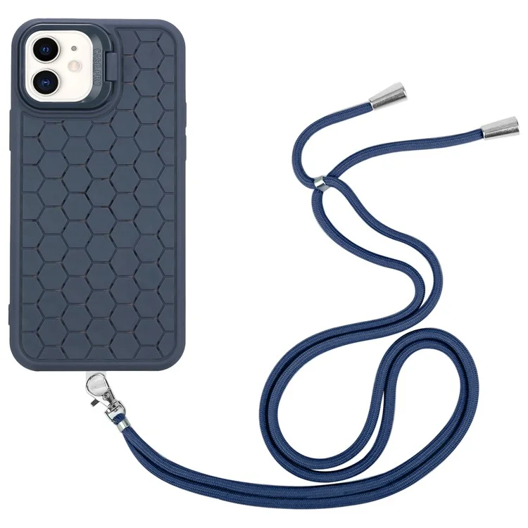 For iPhone 11 Case Compatible with MagSafe Kickstand Soft TPU Lanyard Phone Cover - Dark Blue