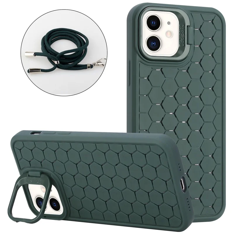 For iPhone 11 Case Compatible with MagSafe Kickstand Soft TPU Lanyard Phone Cover - Army Green