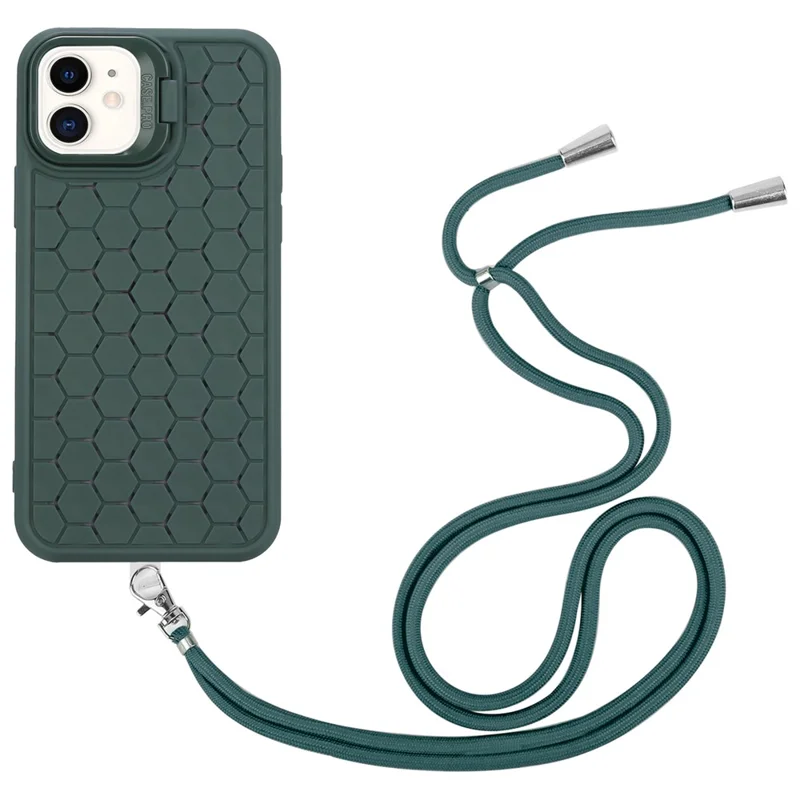 For iPhone 11 Case Compatible with MagSafe Kickstand Soft TPU Lanyard Phone Cover - Army Green