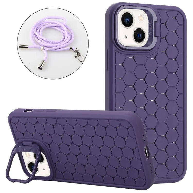For iPhone 15 Plus Case Compatible with MagSafe Lanyard Kickstand TPU Back Cover - Purple