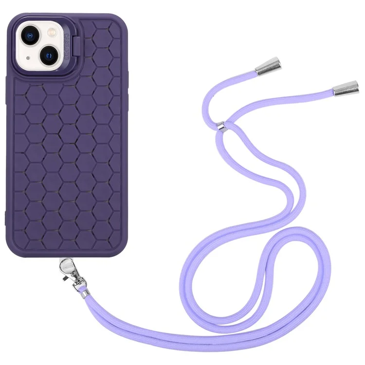For iPhone 15 Plus Case Compatible with MagSafe Lanyard Kickstand TPU Back Cover - Purple