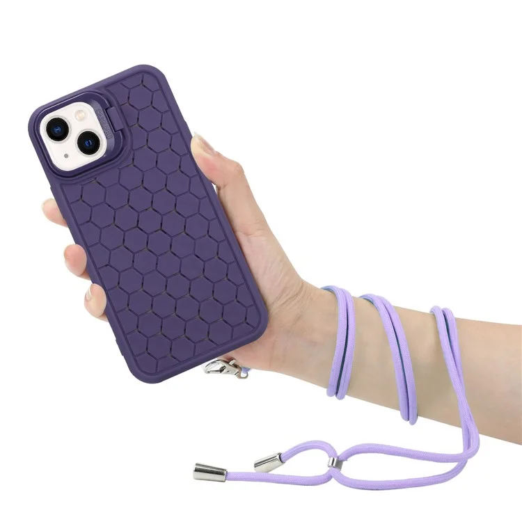 For iPhone 15 Plus Case Compatible with MagSafe Lanyard Kickstand TPU Back Cover - Purple