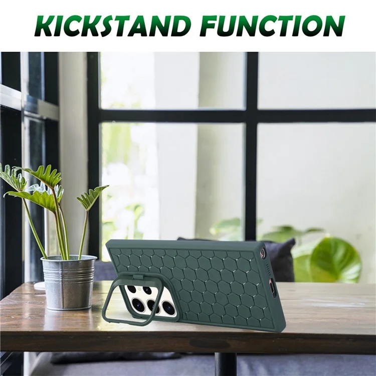 For Samsung Galaxy S24 Ultra Case Compatible with MagSafe Kickstand TPU Phone Cover - Army Green