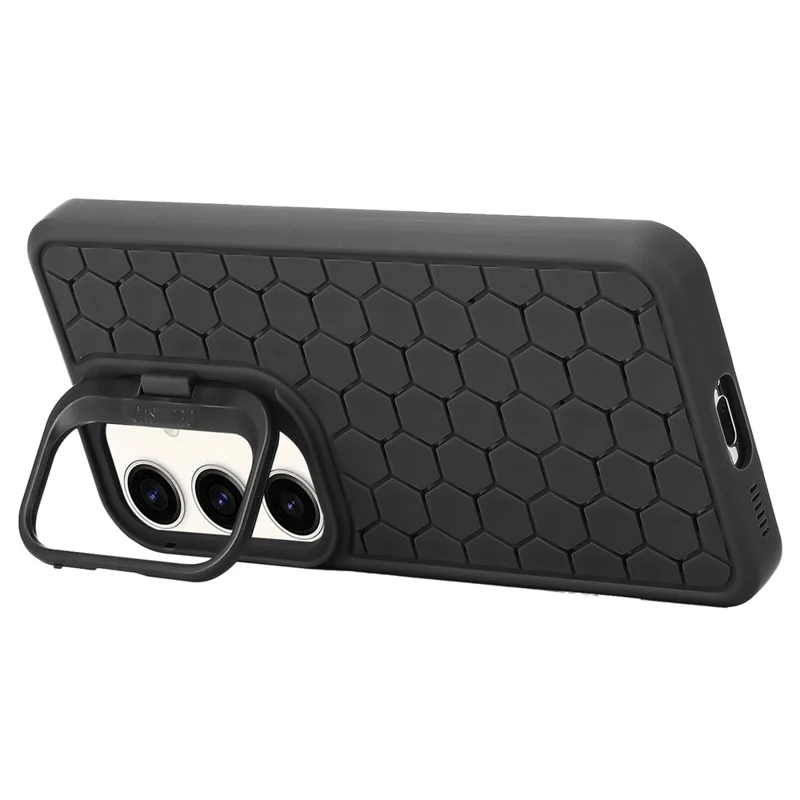 For Samsung Galaxy S24 Magnetic Case Heat Dissipation TPU Phone Cover Lens Frame Kickstand - Black
