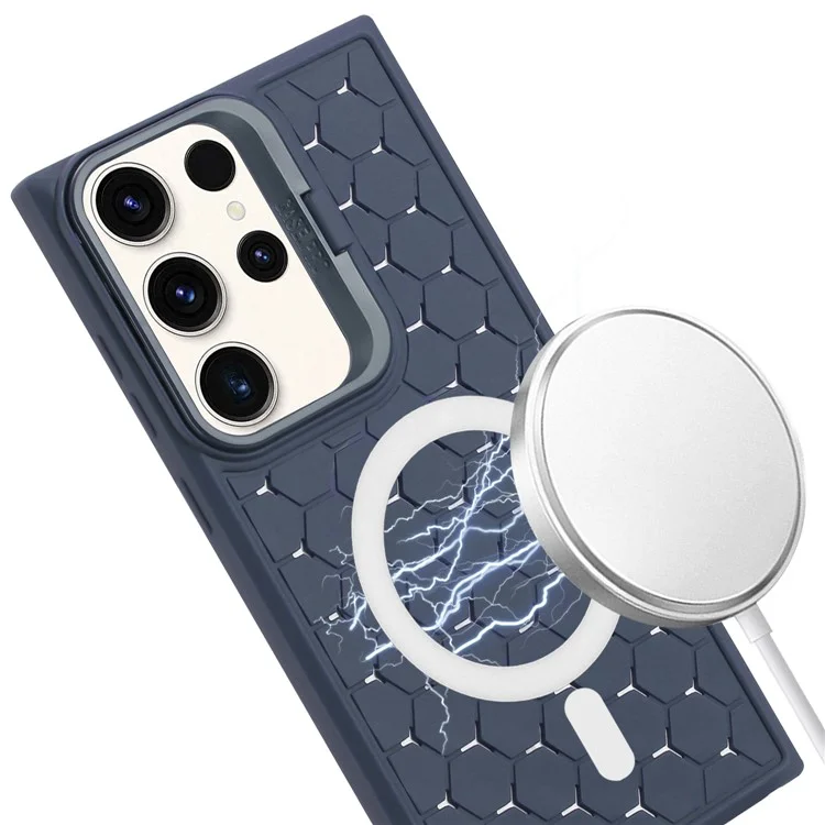 For Samsung Galaxy S23 Ultra Case TPU Heat Dissipation Magnetic Phone Cover - Dark Blue