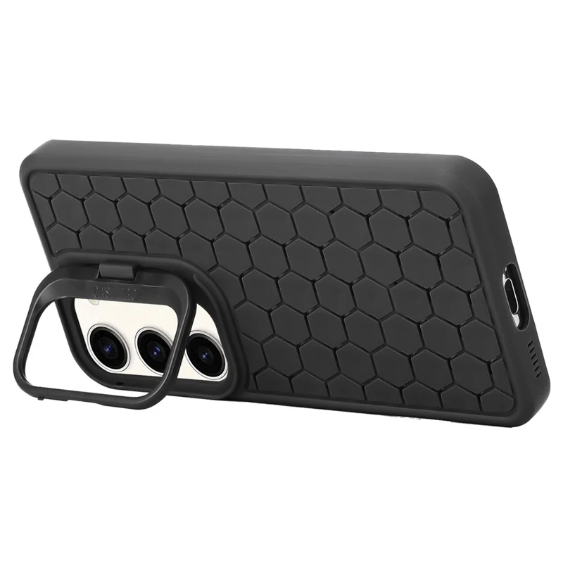 For Samsung Galaxy S23+ Magnetic Case Breathable TPU Phone Cover with Invisible Kickstand - Black