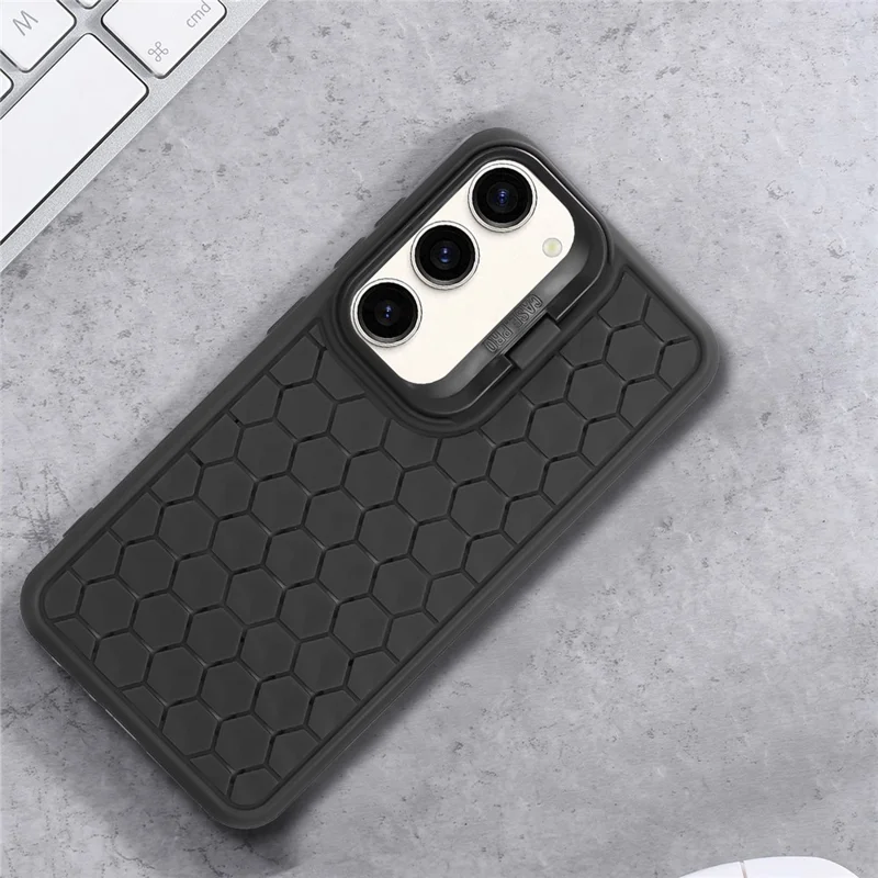 For Samsung Galaxy S23+ Magnetic Case Breathable TPU Phone Cover with Invisible Kickstand - Black