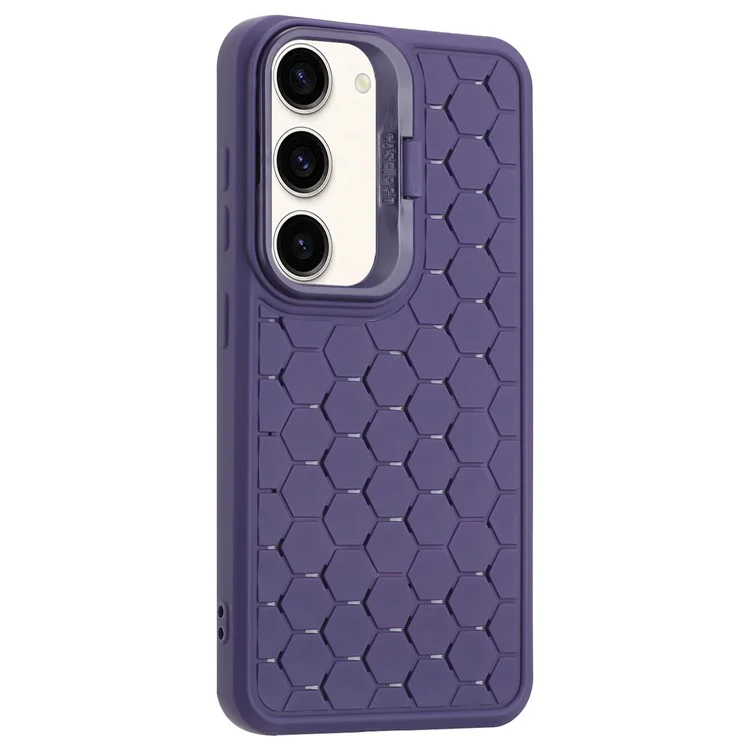 For Samsung Galaxy S23 Magnetic Case Kickstand TPU Phone Cover Honeycomb Texture Heat Dissipation - Purple