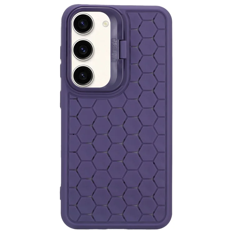 For Samsung Galaxy S23 Magnetic Case Kickstand TPU Phone Cover Honeycomb Texture Heat Dissipation - Purple