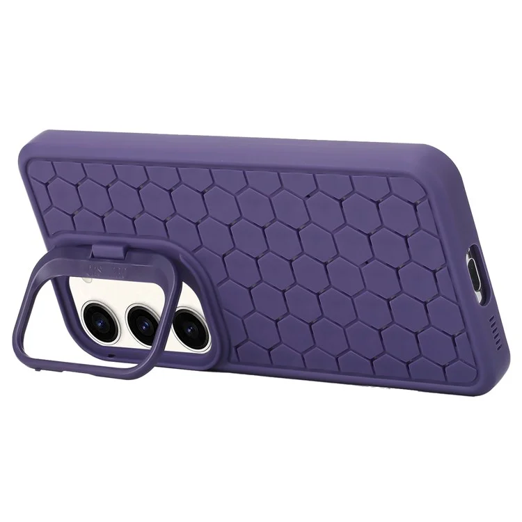 For Samsung Galaxy S23 Magnetic Case Kickstand TPU Phone Cover Honeycomb Texture Heat Dissipation - Purple