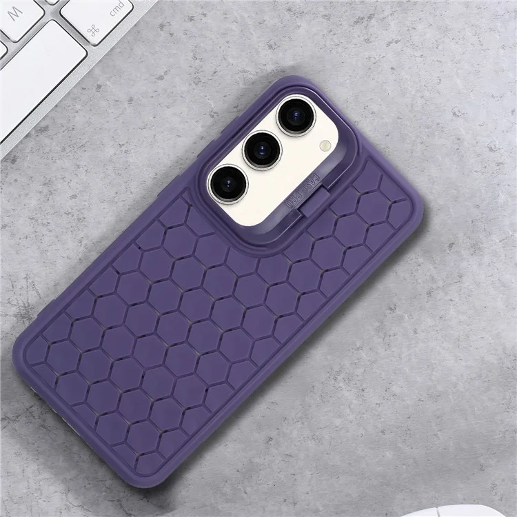 For Samsung Galaxy S23 Magnetic Case Kickstand TPU Phone Cover Honeycomb Texture Heat Dissipation - Purple