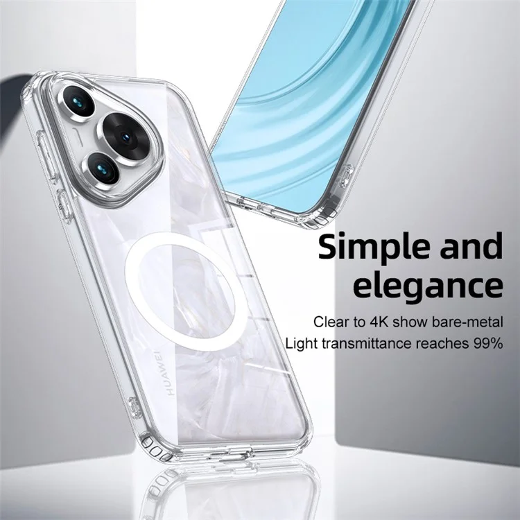 Per Huawei Pura 70 Pro / Pura 70 Pro+ Custodia magnetica per telefono compatibile con MagSafe PC+TPU - Trasparente