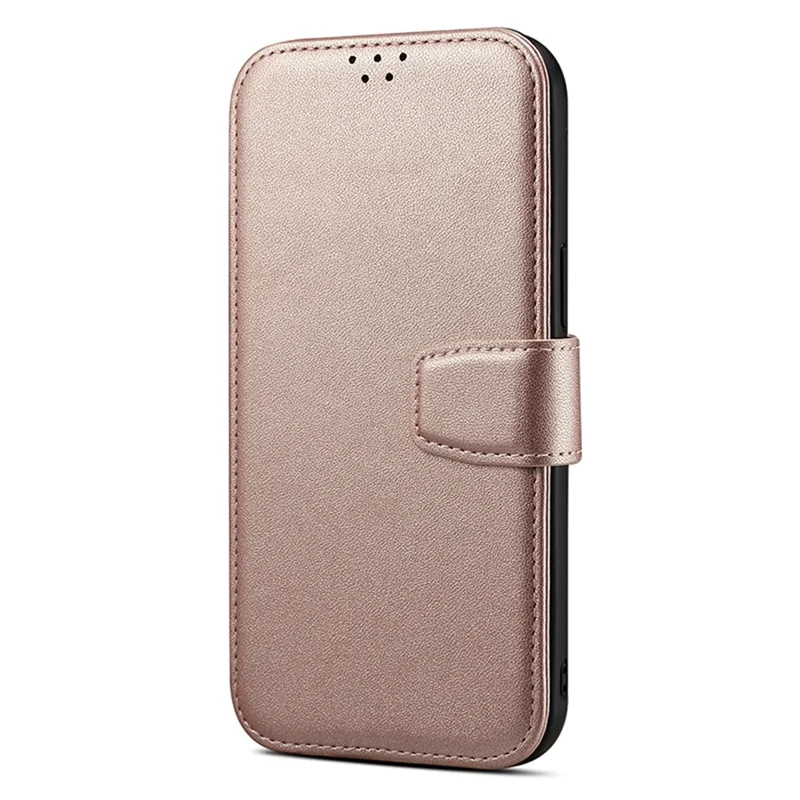 E1 For iPhone 14 Pro Max Case Compatible with MagSafe Nappa Texture Leather Wallet Stand Phone Cover - Rose Gold