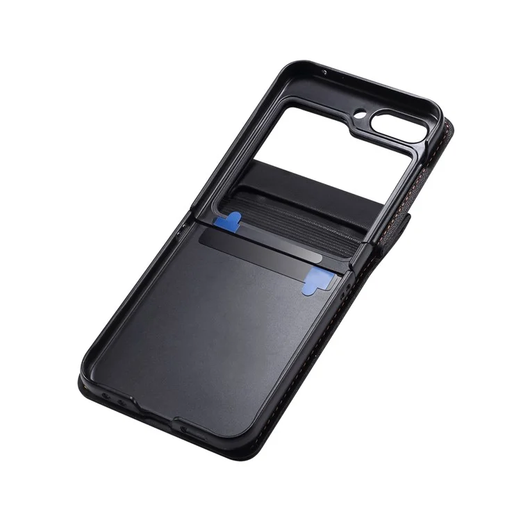 Для Samsung Galaxy Z Flip4 5G Чехол для телефона из искусственной кожи + ПК Чехол для телефона со ремешком - Темно-серый