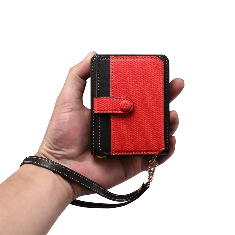 Para Samsung Galaxy Z Flip5 5G Funda Cuero PU+PC Funda Protectora Teléfono con Correa - Rojo