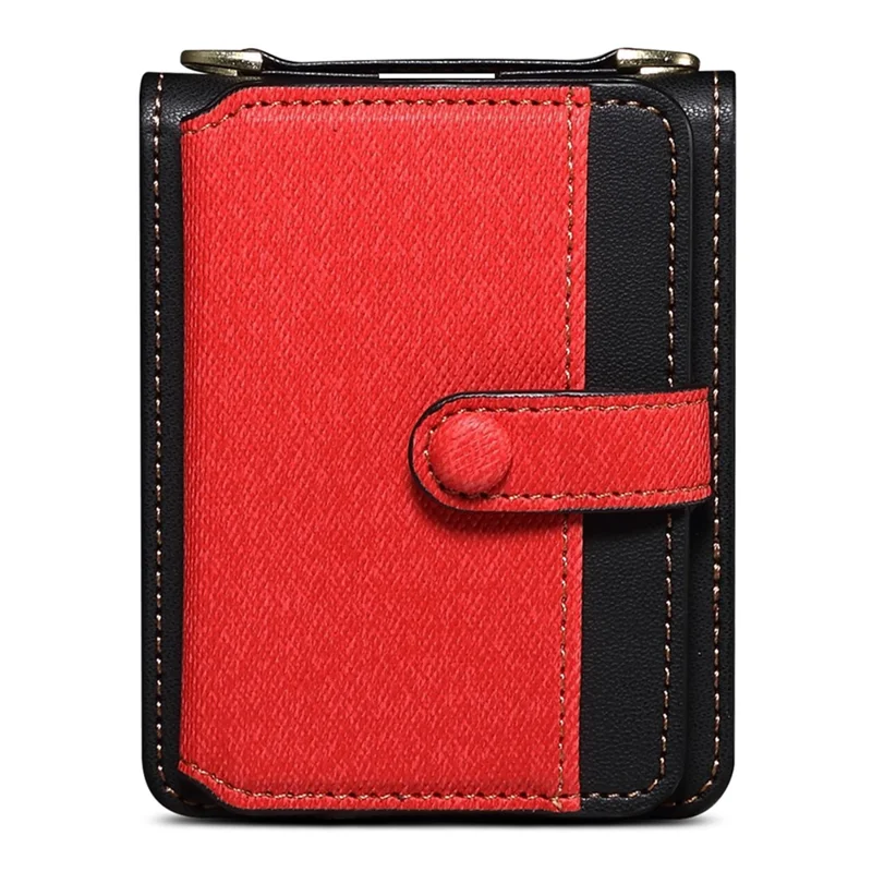 Para Samsung Galaxy Z Flip5 5G Funda Cuero PU+PC Funda Protectora Teléfono con Correa - Rojo