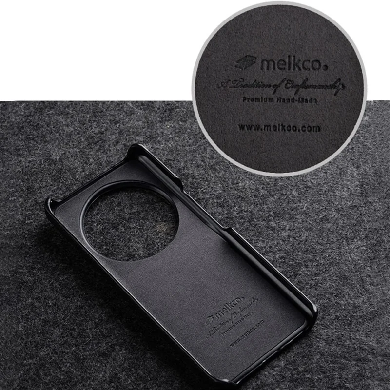 MELKCO Cellphone Case for Xiaomi 13 Pro 5G , Genuine Cow Leather Coated PC Anti-Drop Cover - Red