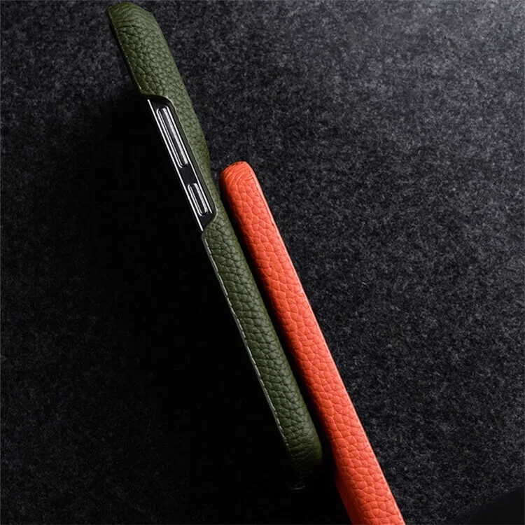 Étui pour téléphone portable MELKCO pour Xiaomi 14 Ultra, boîtier arrière en polycarbonate revêtu de cuir de vache véritable - Orange