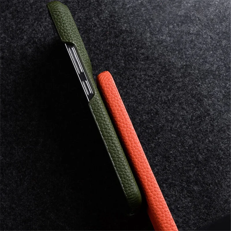 MELKCO Cellphone Case for Xiaomi 14 Ultra , Genuine Cow Leather Coated PC Incomplete Back Cover - Grey