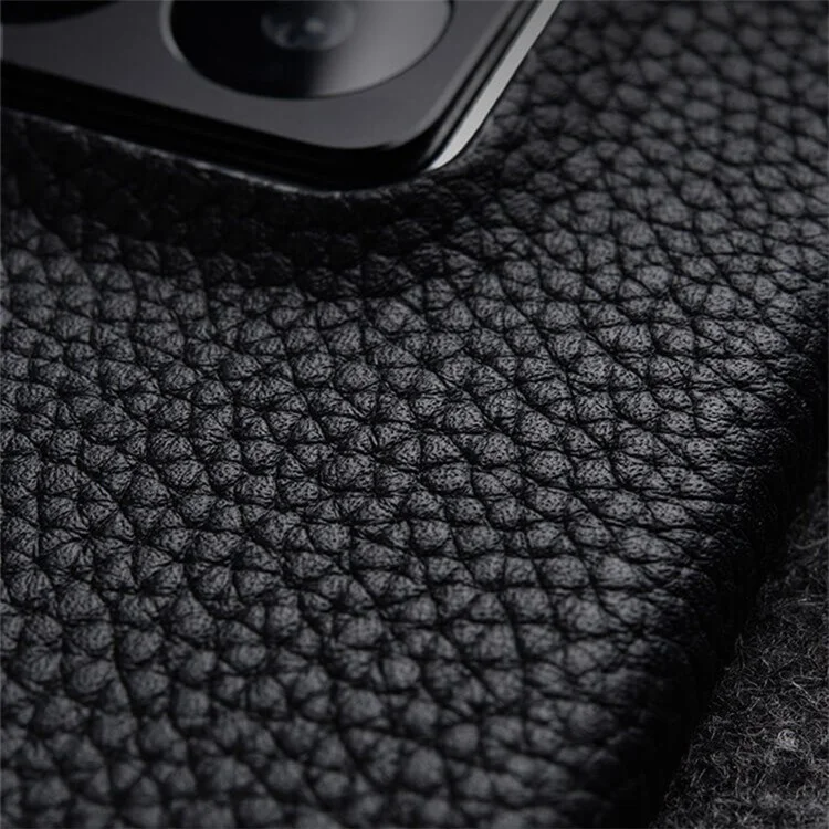 MELKCO For Xiaomi 14 Phone Case Incomplete Edge Genuine Cow Leather Coated PC Cover - Orange