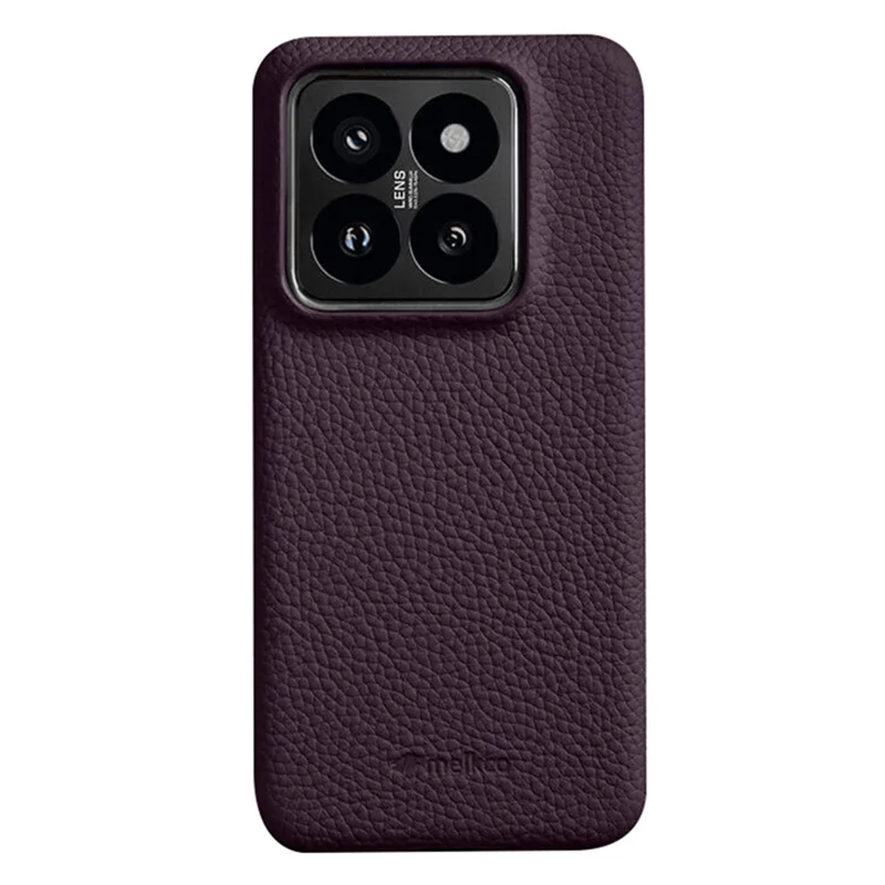 MELKCO For Xiaomi 14 Pro Incomplete Edge Phone Case Genuine Cow Leather Coated PC Cover - Purple
