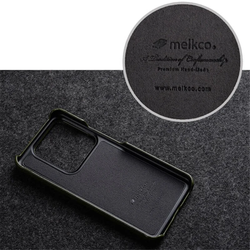 MELKCO For Xiaomi 14 Pro Incomplete Edge Phone Case Genuine Cow Leather Coated PC Cover - Purple
