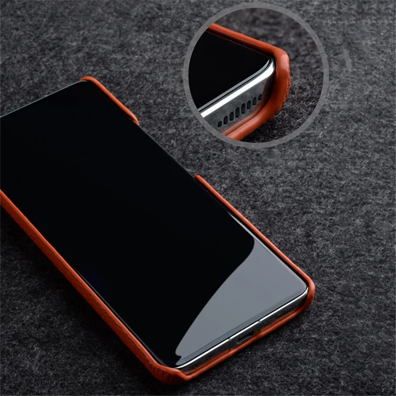 MELKCO Cellphone Case for Xiaomi 13 Incomplete Edge Genuine Cow Leather Coated PC Cover - Green
