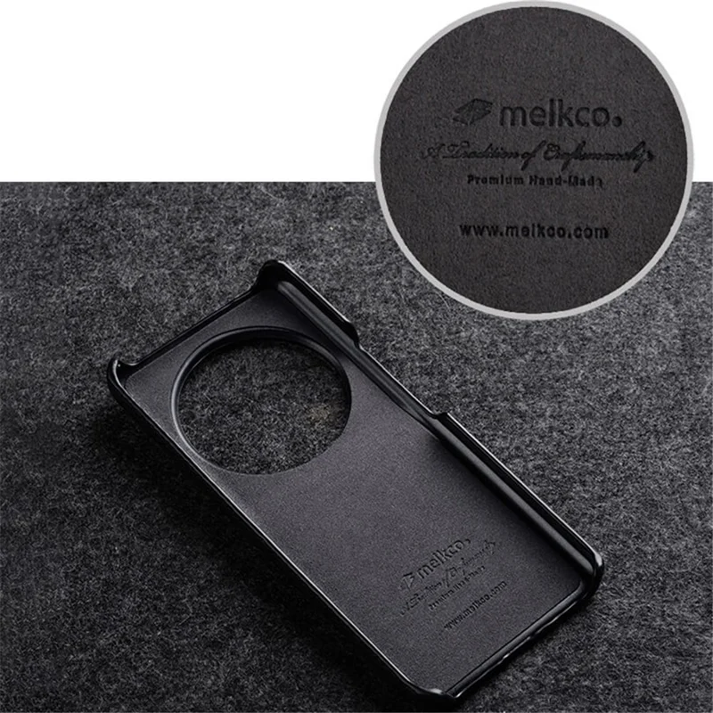 MELKCO Cellphone Case for Xiaomi 13 Incomplete Edge Genuine Cow Leather Coated PC Cover - Green