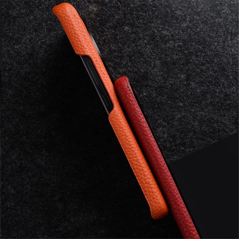 MELKCO Cellphone Case for Xiaomi 13 Incomplete Edge Genuine Cow Leather Coated PC Cover - Green