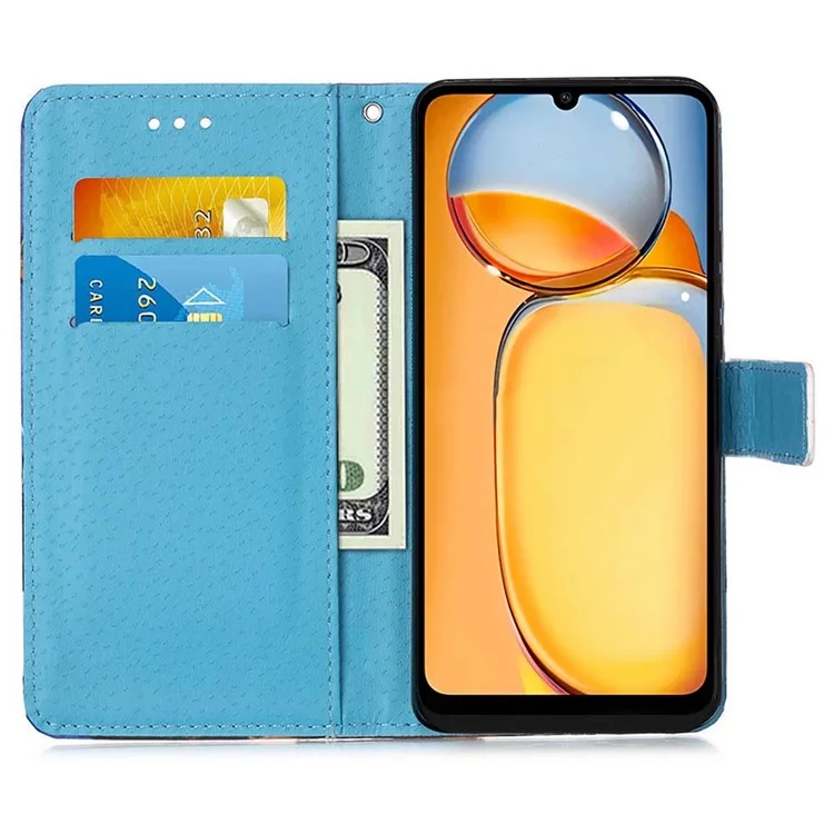 YB Pattern Printing Leather Series-4 per Xiaomi Redmi A3 / Poco C61 4G Case Wallet Pattern Printing Phone Cover - Farfalla e Cuore