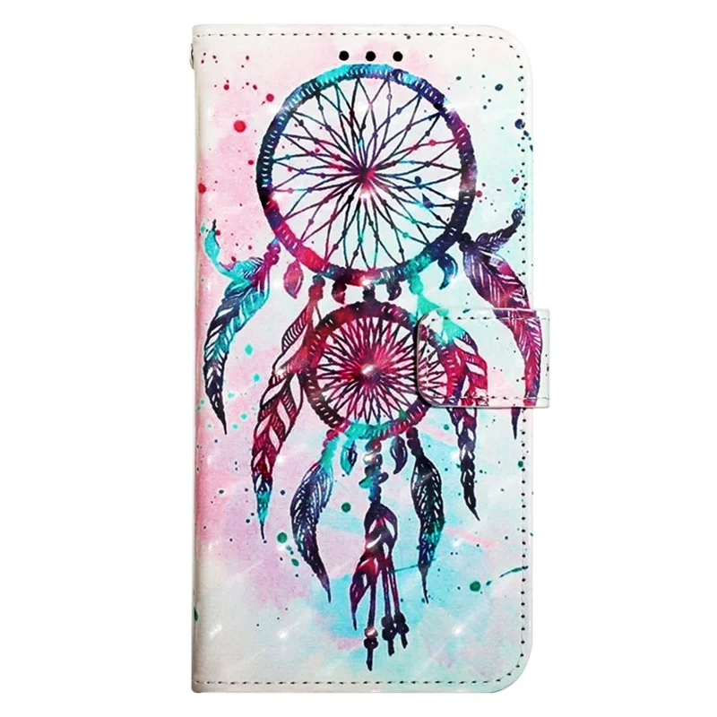 For Xiaomi Redmi A3 4G / Poco C61 4G Leather Case 3D Pattern Printing Wallet Stand Mobile Cover with Strap - Colorful Wind Chime