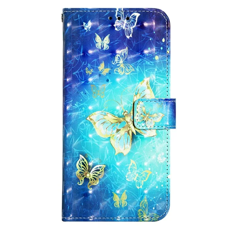 For Xiaomi Redmi Note 13 Pro+ 5G Wallet Leather Case 3D Pattern Printing Wallet Stand Mobile Cover with Strap - Golden Butterflies