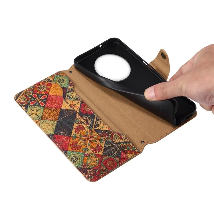 For Huawei Mate 50 4G Leather Case Drop-Proof Floral Printing Wallet Phone Cover with Stand - Spring / Green