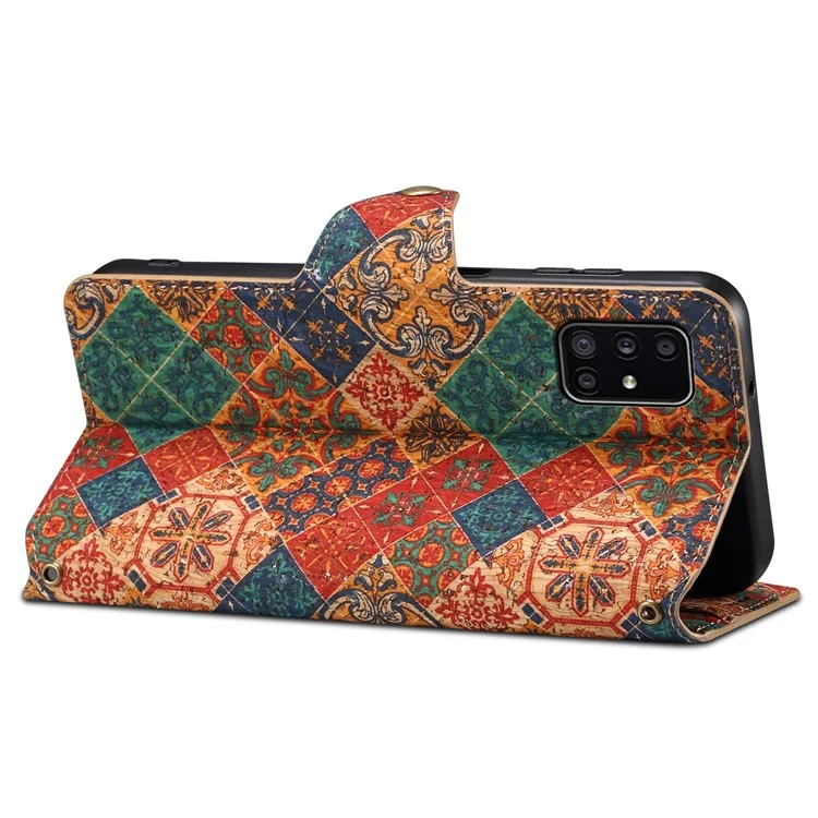 For Samsung Galaxy A51 4G SM-A515 Case Floral Pattern PU Leather Wallet Phone Cover - Winter / Blue