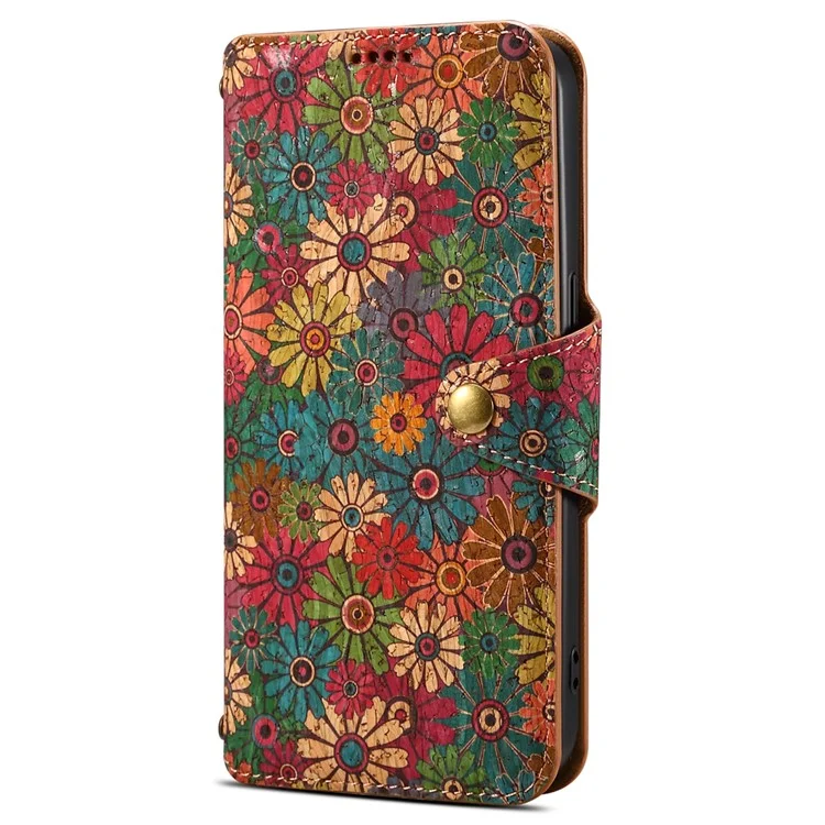 Para Iphone 7 / 8 4,7 Polegadas / SE (2020) Capa de Couro Floral Imprimir Capa de Telefone à Prova de Choque Com Suporte - Primavera / Verde